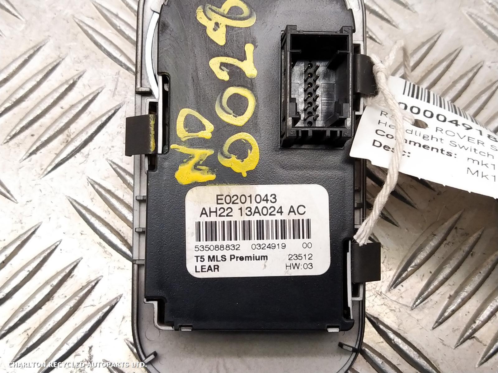 View Auto part Headlight Switch LAND ROVER RANGE ROVER SPORT 2012