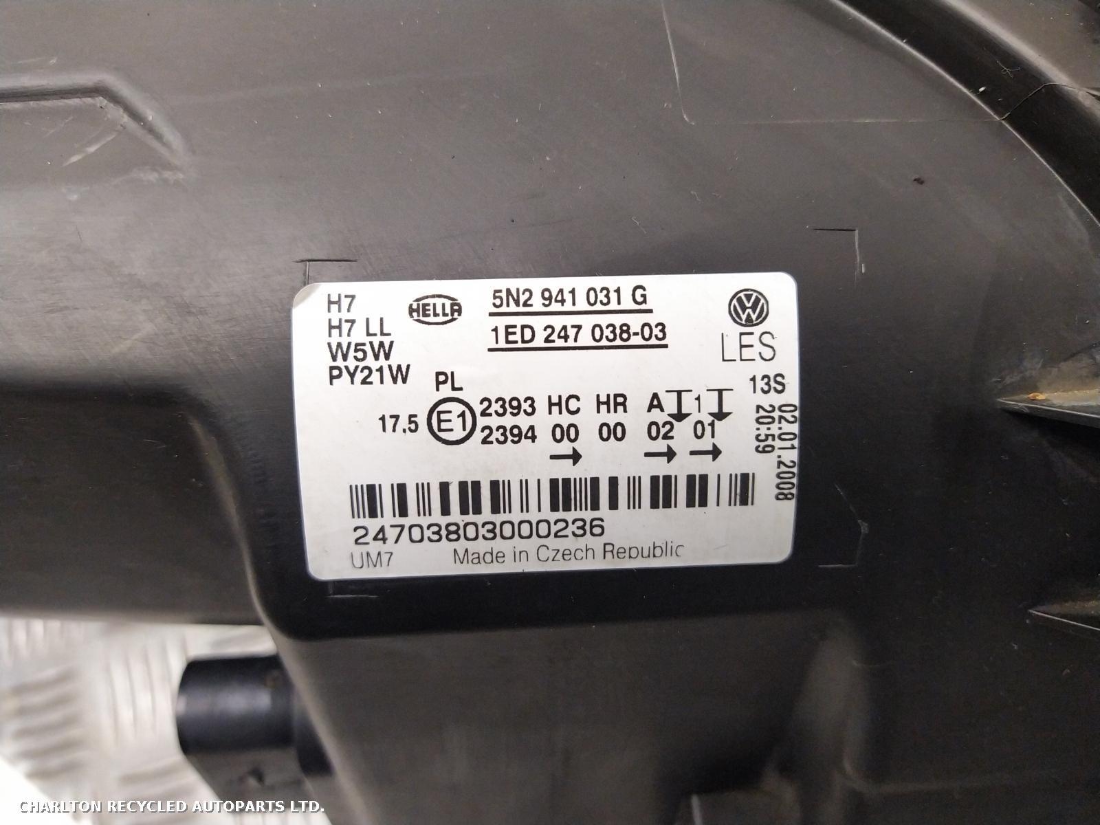 2008 VOLKSWAGEN TIGUAN L Headlamp View Auto part L Headlamp VOLKSWAGEN TIGUAN 2008