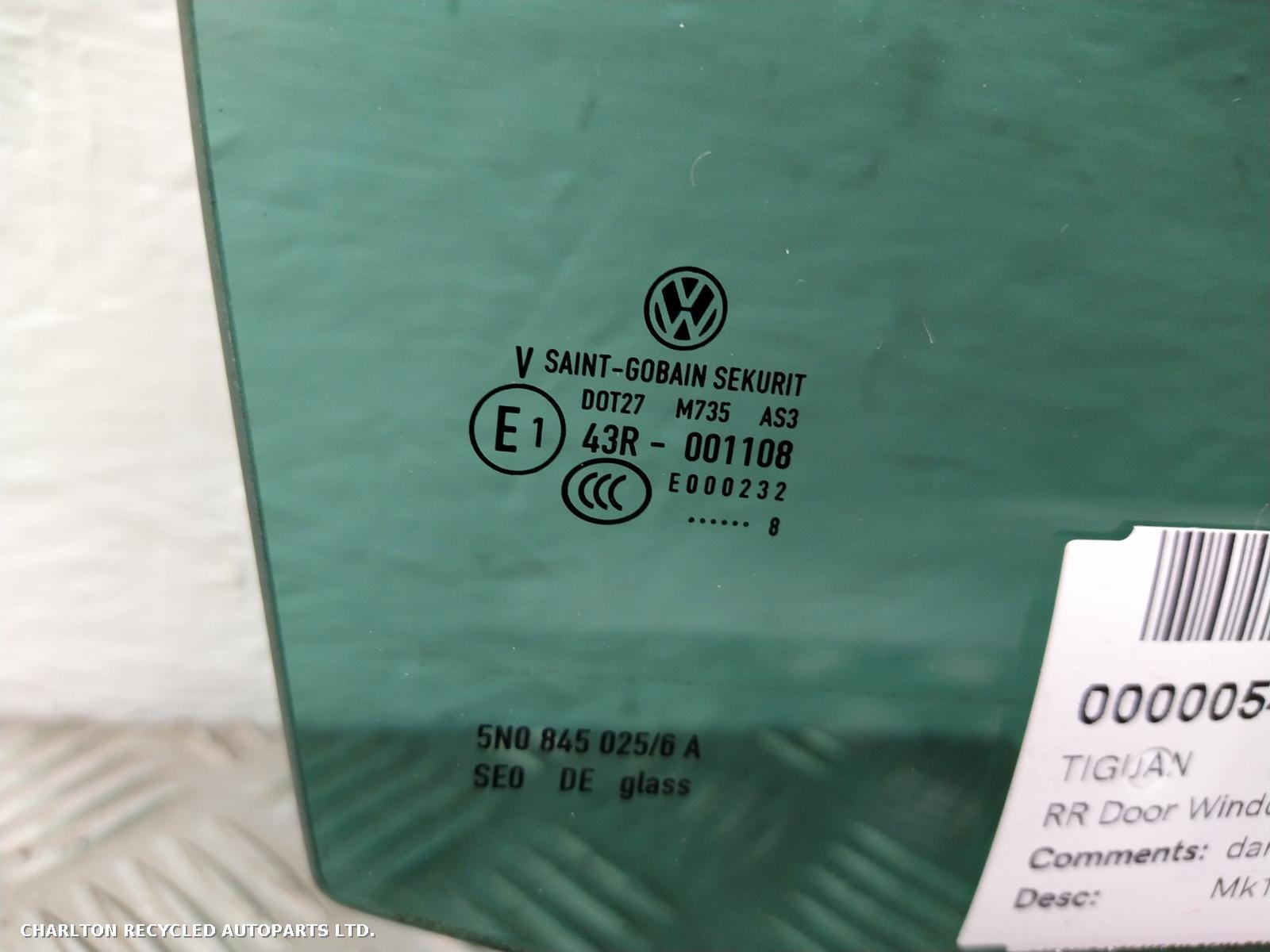View Auto part RR Door Window VOLKSWAGEN TIGUAN 2008