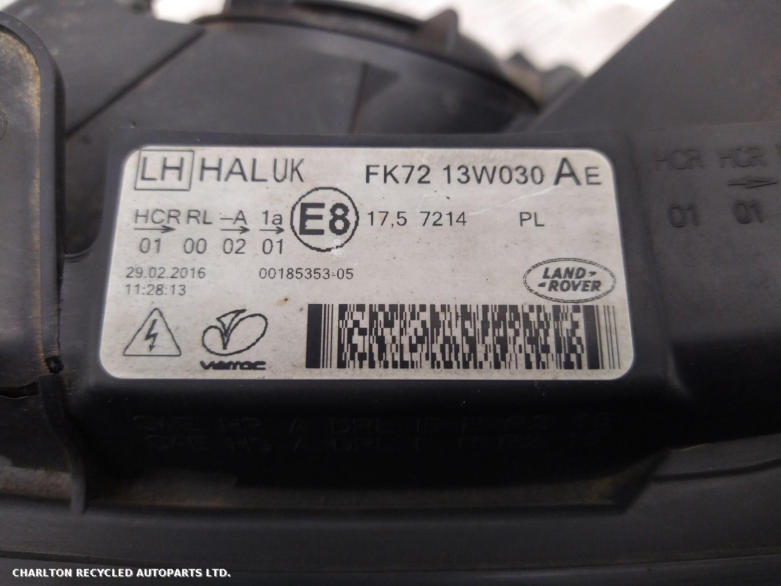 View Auto part L Headlamp LAND ROVER DISCOVERY SPORT 2016