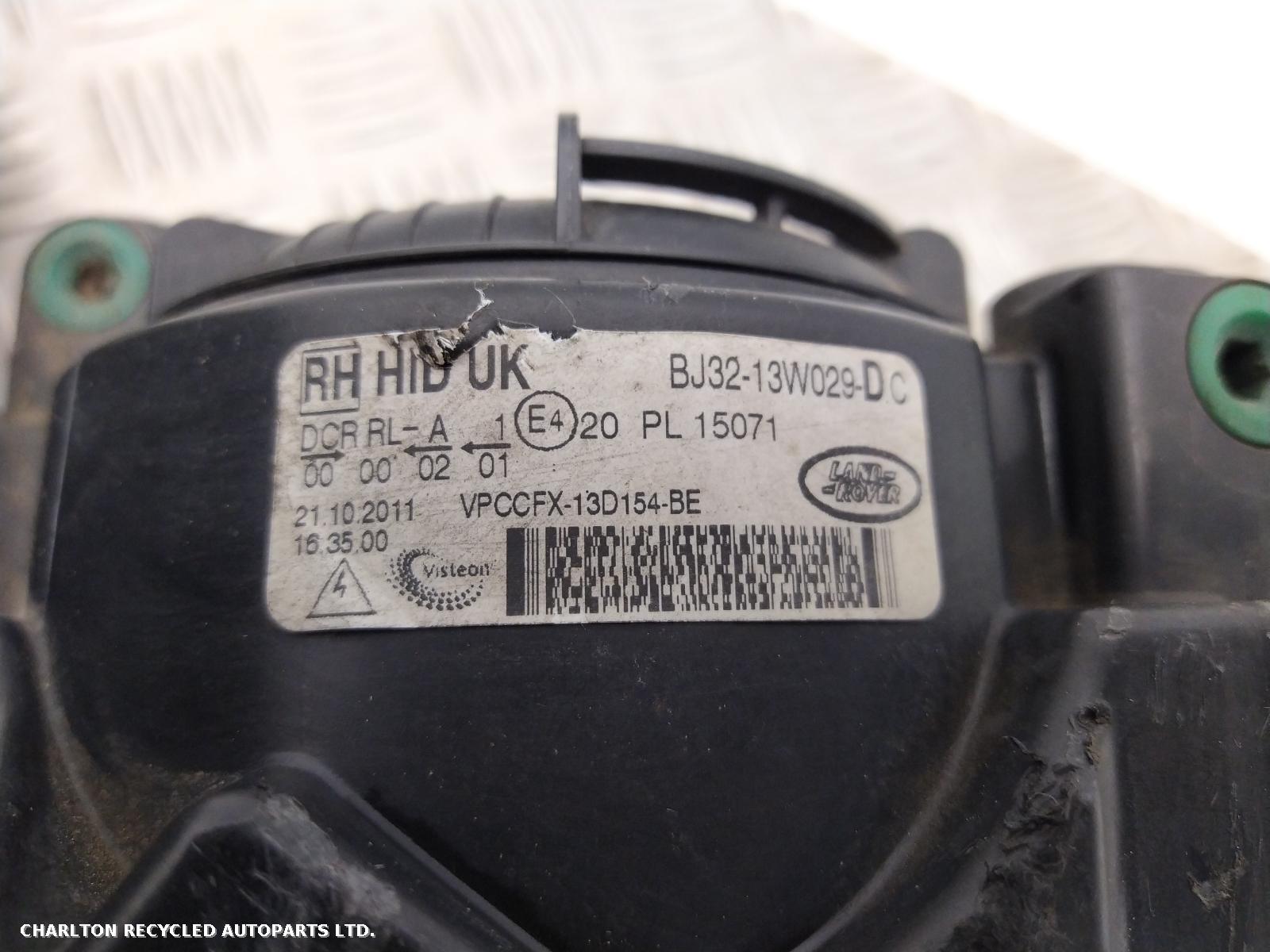 View Auto part R Headlamp LAND ROVER RANGE ROVER EVOQUE 2011