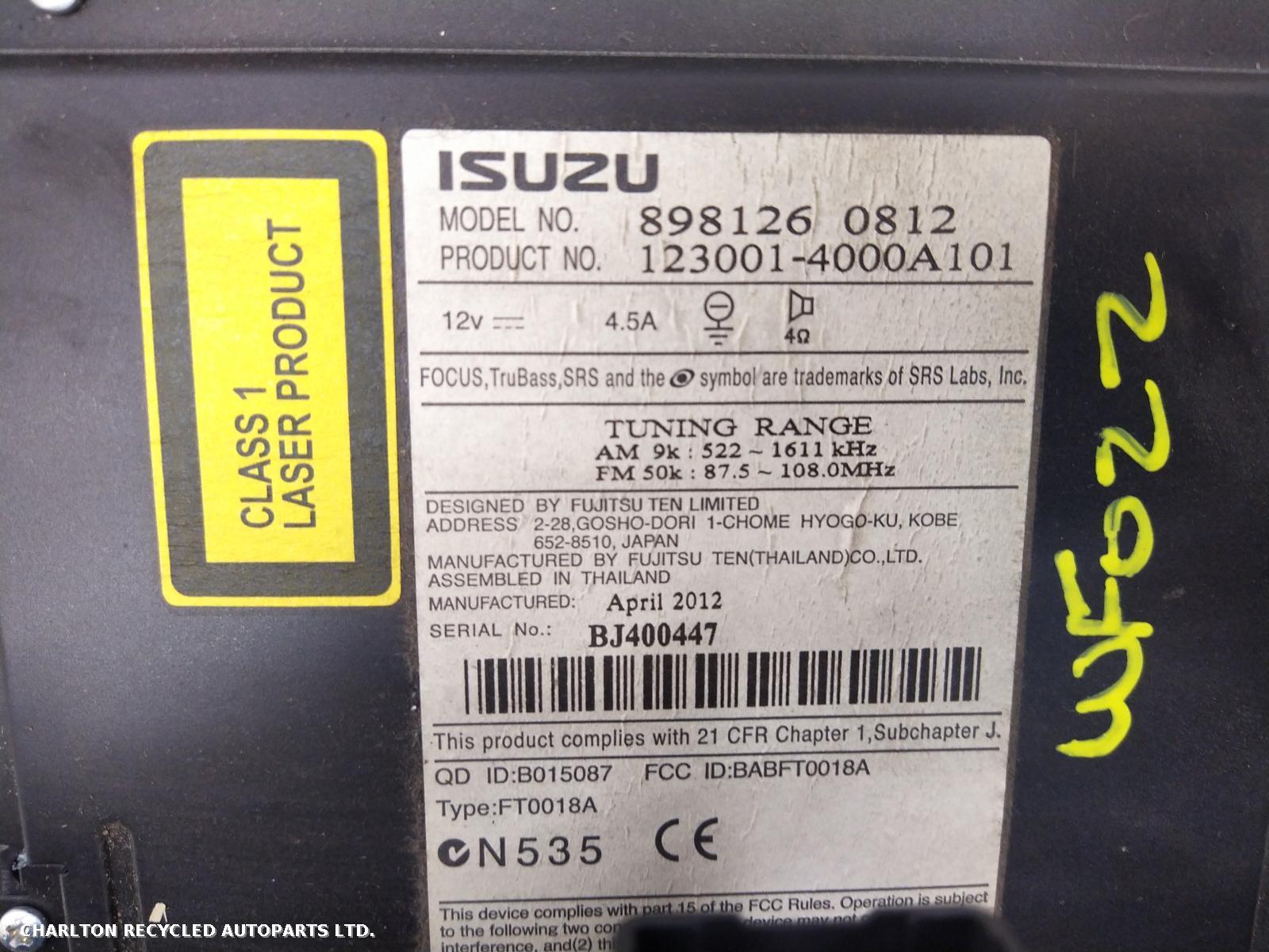 View Auto part A/V Equipment ISUZU D-MAX 2012